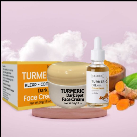 Turmeric Dark Spot Cream Lemon Skin Glow Brightening Oil & Cream Set - Picture 2 of 2